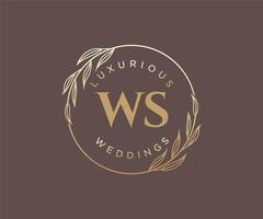 ws initiales lettre modèle de logos de monogramme de mariage, modèles minimalistes et floraux modernes dessinés à la main pour cartes d'invitation, réservez la date, identité élégante. vecteur