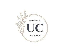 modèle de logos de monogramme de mariage lettre initiales uc, modèles minimalistes et floraux modernes dessinés à la main pour cartes d'invitation, réservez la date, identité élégante. vecteur