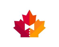 création de logo de cravate d'érable. logo de cravate canadienne. feuille d'érable rouge avec vecteur de cravate