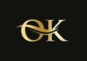 création de logo ok moderne pour l'identité de l'entreprise et de l'entreprise. lettre ok créative avec concept de luxe vecteur
