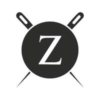 lettre z tailleur logo, aiguille et combinaison de fil pour broder, textile, mode, tissu, modèle de tissu vecteur