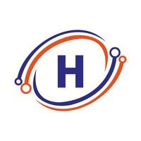 création de logo de technologie sur le concept de lettre h. modèle de logo de réseau technologique vecteur