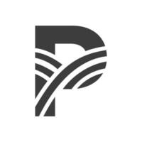 logo de l'agriculture sur le concept de la lettre p. logo de la ferme basé sur l'alphabet pour la boulangerie, le pain, la pâtisserie, l'identité d'entreprise des industries domestiques vecteur