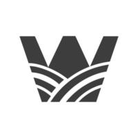 logo de l'agriculture sur le concept de la lettre w. logo de la ferme basé sur l'alphabet pour la boulangerie, le pain, la pâtisserie, l'identité d'entreprise des industries domestiques vecteur