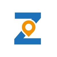 signe de conception de logo de localisation lettre z. concept d'icône de localisation avec alphabet pour le modèle de vecteur de symbole de direction de route