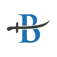 modèle de vecteur de logo lettre b épées. icône d'épées pour le symbole de protection et de confidentialité