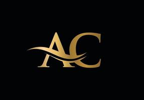 création de logo swoosh letter ac pour l'identité de l'entreprise et de l'entreprise. logo ac vague d'eau avec tendance moderne vecteur