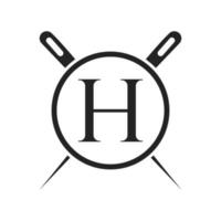 logo tailleur lettre h, combinaison aiguille et fil pour broder, textile, mode, tissu, modèle de tissu vecteur