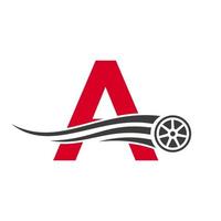 lettre de voiture de sport un concept de conception de logo de réparation de voiture automobile avec modèle vectoriel d'icône de pneu de transport