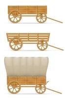 chariots en bois pour ensemble de chevaux vecteur
