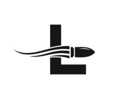 lettre initiale l logo de balle de tir avec arme concept pour symbole de sécurité et de protection vecteur
