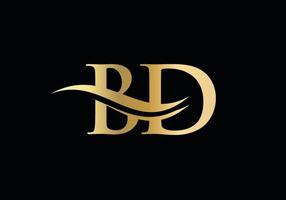 création de logo bd lettre swoosh pour l'identité de l'entreprise et de l'entreprise. logo bd vague d'eau avec tendance moderne vecteur