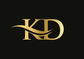 création de logo de lettre kd or. création de logo kd avec une tendance créative et moderne vecteur