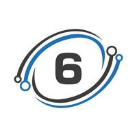 création de logo de technologie sur le concept de 6 lettres. modèle de logo de réseau technologique vecteur