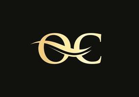 création initiale du logo oc de la lettre d'or. création de logo oc avec une tendance moderne vecteur