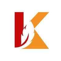concept de conception de logo de plume d'oiseau lettre k pour le modèle de vecteur d'identité de loi