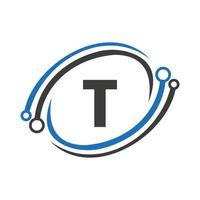 création de logo de technologie sur le concept de lettre t. modèle de logo de réseau technologique vecteur