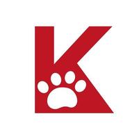 lettre k logo de soins pour animaux de compagnie, conception de logo de chien vecteur signe et modèle de symbole