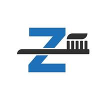 lettre initiale z logo dentaire combiner avec le modèle de symbole de brosse à dents vecteur