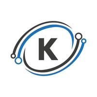 création de logo de technologie sur le concept de lettre k. modèle de logo de réseau technologique vecteur