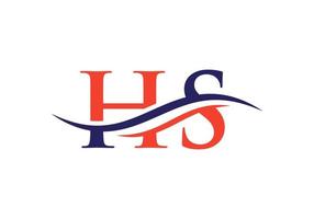 création initiale du logo hs de la lettre liée. vecteur de conception de logo lettre hs moderne