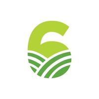lettre 6 logo agricole. logo agro-ferme basé sur l'alphabet pour la boulangerie, le pain, le gâteau, le café, la pâtisserie, l'identité d'entreprise des industries domestiques vecteur