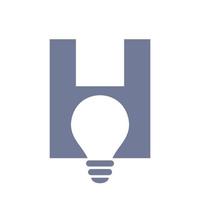 le logo électrique de la lettre h se combine avec le modèle vectoriel d'icône d'ampoule électrique. ampoule logo signe symbole