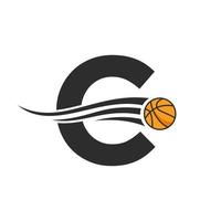 création de logo lettre c basket-ball pour le modèle vectoriel de symbole de club de panier. Élément de logo de basket-ball