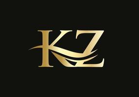 vecteur de logo kz vague d'eau. création de logo swoosh letter kz pour l'identité de l'entreprise et de l'entreprise