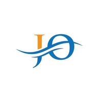 création de logo swoosh letter jo pour l'identité de l'entreprise et de l'entreprise. logo jo vague d'eau vecteur