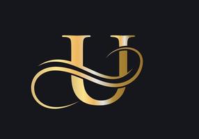 lettre u logo signe luxueux avec couleur de luxe dorée et symbole monogramme vecteur