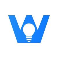le logo électrique de la lettre w se combine avec le modèle vectoriel d'icône d'ampoule électrique. ampoule logo signe symbole