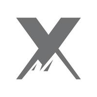 signe vectoriel du logo de montage lettre x. le logo du paysage de montagne se combine avec l'icône et le modèle de la colline