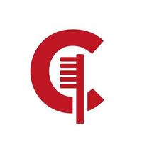 lettre initiale c logo dentaire combiner avec le modèle de symbole de brosse à dents vecteur