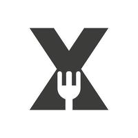logo de restaurant lettre x combiné avec un modèle vectoriel d'icône de fourchette