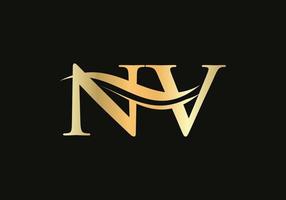 logotype nv moderne pour la marque de luxe. vecteur de conception de logo d'entreprise lettre nv initiale