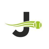 modèle de conception de logo de club de tennis lettre j. académie des sports de tennis, logo du club vecteur