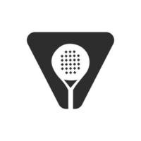 lettre v modèle vectoriel de conception de logo de raquette de padel. symbole du club de tennis de table de plage