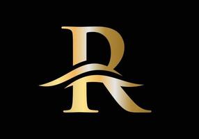 logo lettre r avec concept de luxe vecteur