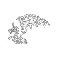 dessin d'une seule ligne d'art abstrait de dragon volant à cornes. ligne continue dessiner illustration vectorielle de conception graphique d'énormes ailes de dragon pour l'icône, le symbole, le logo de l'entreprise, la décoration d'impression d'affiches vecteur