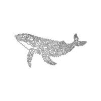 courbe continue un dessin au trait de l'adorable art abstrait de la courbe des baleines. illustration vectorielle de trait modifiable sur une seule ligne d'un mammifère hautement intelligent pour le logo, la décoration murale et la décoration d'impression d'affiches vecteur