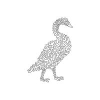 dessin en ligne continue à tourbillon unique d'adorable cygne. ligne continue dessiner style d'illustration vectorielle de conception graphique du plus grand cygne d'oiseau volant pour l'icône, le signe, le minimalisme décoration murale moderne vecteur