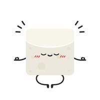 conception de personnage de tofu sur fond blanc. vecteur de soja.