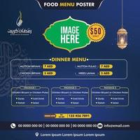 modèle de flyer ramadan kareem brochure islamique post calligraphie arabe, carte de voeux célébration du festival de la communauté musulmane traduction le mois de jeûne et le mois des bénédictions et de la miséricorde vecteur