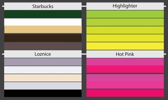 palettes de couleurs une palette de couleurs est un ensemble de couleurs utilisées dans une conception ou un projet visuel. ces couleurs sont soigneusement choisies pour créer un design cohérent et visuellement attrayant. vecteur