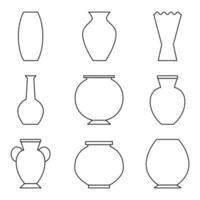 ensemble de vases. diverses formes de vases. décoration intérieure de la maison. vecteur
