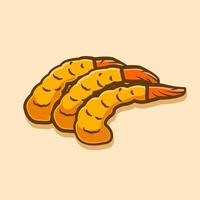 concept d'illustration tempura de crevettes frites en style cartoon vecteur