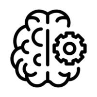 illustration du contour de l'icône d'engrenage du cerveau et du mécanisme vecteur