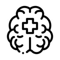 illustration du contour de l'icône du cerveau et de la croix médicale vecteur