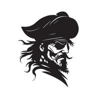 icône moderne minimale de tête de pirate. simple illustration vectorielle noir et blanc du capitaine en colère. vecteur